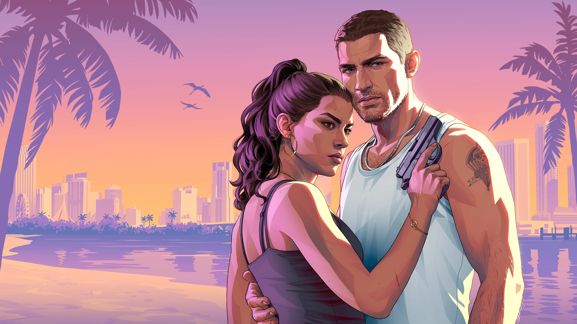 Official GTA VI key art of Jason and Lucia